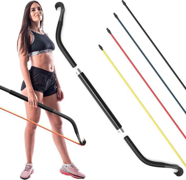7) Gorilla Bow Portable Home Gym Resistance Bands And Bar System For Travel